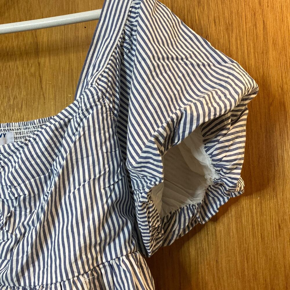 NWT Old Navy Striped Puff Sleeve Babydoll Blouse May All Day Blue Stripe Plus 2X - Picture 3 of 9